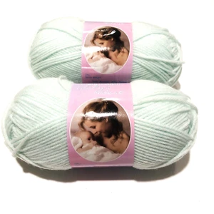 Mary Maxim Babys Best Yarn 44406 Mint Green Dye Lot 1756 Acrylic Nylon Set of 2 - Picture 1 of 11