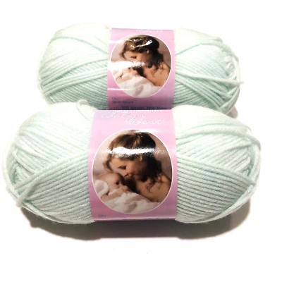 Mary Maxim Babys Best Yarn 44406 Mint Green Dye Lot 1756 Acrylic Nylon Set of 2 - Image 1 of 4