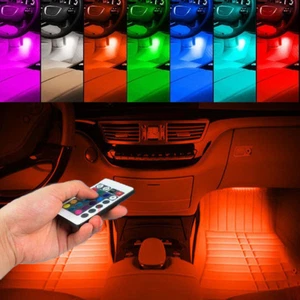 Lámpara interior de coche RGB-LED brillante debajo del tablero reposapiés asientos iluminación interior - Imagen 1 de 12
