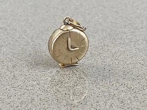 Schöner Vintage gepunzt 9 Karat Gold Glücksbringer Wecker Oldschool ⏰ - Bild 1 von 10