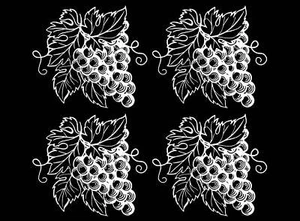 Grape Clusters 4 pcs White Fused Glass Decals - Picture 1 of 2
