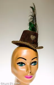 Steampunk Hat Hand Decorated Brown Suede Look Ladies Victorian Mini Top Hat OS - Picture 1 of 4