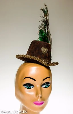 Sombrero Steampunk Decorado a Mano Marrón Gamuza Look Damas Victoriano Mini Sombrero OS Foto 1 de 4