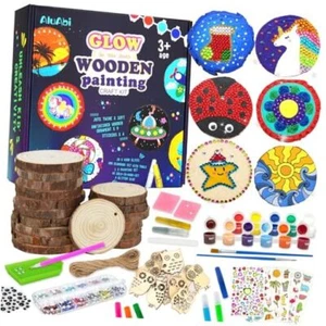 Kids Wooden Painting Crafts Kit -Glow in The Dark,Arts & Crafts Gifts for - Picture 1 of 7
