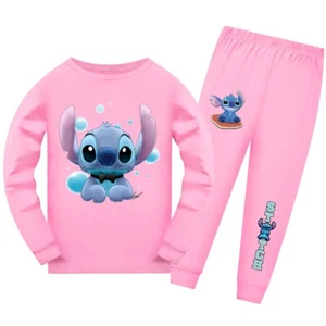 Stitch5-13 year old Girl's Pajama Set, Boy's Cartoon Round Neck Long Sleeve Set - Picture 1 of 30