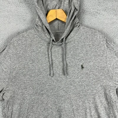 Polo Ralph Lauren Hombres Sudadera con Capucha Camisa Grande Gris Claro Poni Cordón Ligero Foto 1 de 4
