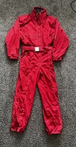 Vintage Bogner Ski Suit Snowsuit - One Piece Belted - Red - Embroidered - Sz 38 - Picture 1 of 24