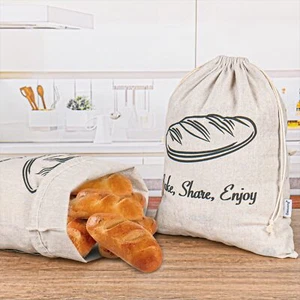 2pcs Washable Bread Bags For Homemade Bread Plastic Free Linen Bread Bag For Hom - Picture 1 of 7