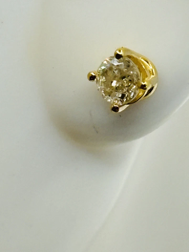 Серьги-гвоздики с бриллиантами 31 точка добытые из натуральной круглой земли желтое золото 14 карат 4 зубца - Изображение 1 из 4