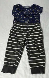 Carter's Boy Cartoon Bodysuit and Black Striped Sweatpants Size 18M - Picture 1 of 8