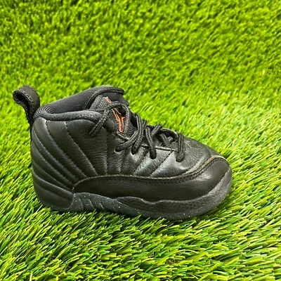 Nike Air Jordan 12 Retro Toddler Size 6C Black Athletic Basketball Shoe Sneakers - Image 1 of 4