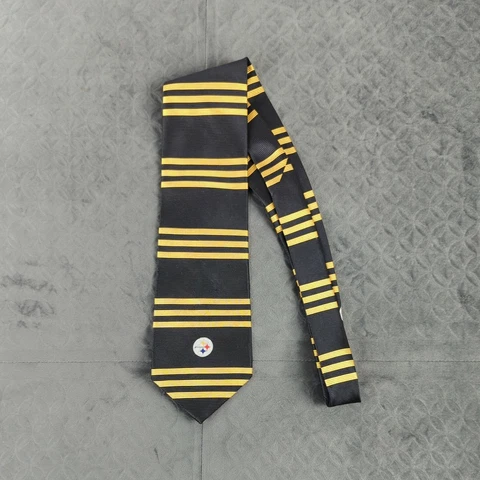 Vintage Pittsburgh Steelers Silk Neck Tie Yellow Black Striped Cover