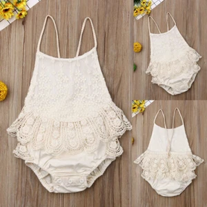 Baby Girl Romper Sleeveless Rompers Newborn Little Girl Overall Jumpsuit Outfits - Picture 1 of 11