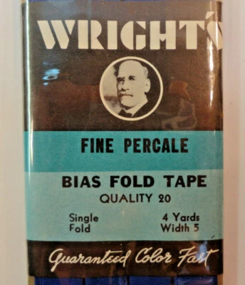 Cinta de sesgo fino vintage Wrights de percal fino de un solo pliegue 4 yardas de ancho 5 azul Foto 1 de 4