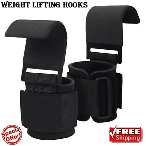 WEIGHT LIFTING POWER HOOKS POWER GRIPS WRIST SUPPORT BAR STRAPS GYM HOOK GLOVES - Picture 1 of 4