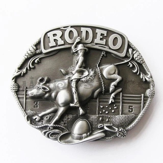 Fivela de cinto de metal original Western Rodeo Race Cowboy Bull Riding - Imagem 1 de 1