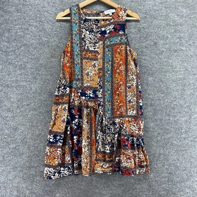 Vestido Hayden Mujer M Mediano Marrón Cambio Geométrico Corto Sin Mangas Rayón Informal Foto 1 de 4