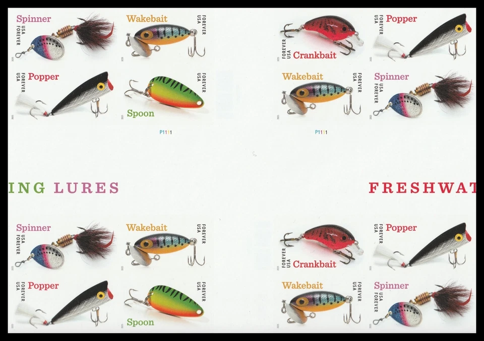US 5965c Freshwater Fishing Lures imperf NDC cross gutter block 16 MNH 2025 - Image 1 of 1