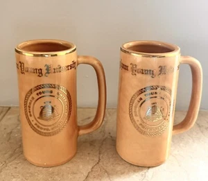 2 Vtg Brigham Young University Coffee Mug Gold Detail Provo Utah 4.5” Tall - Picture 1 of 10