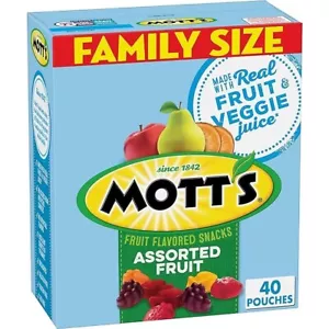 Mott's Fruit Flavored Snacks, Assorted Fruit, Pouches, 0.8 oz, 40 ct - Picture 1 of 7