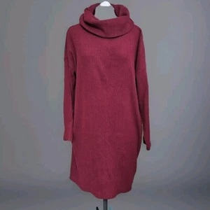 Gap Maroon Ribbed Long Sleeve Cowlneck Tunic Dress Cozt Soft Womens Size Sm Nwt - Picture 1 of 13