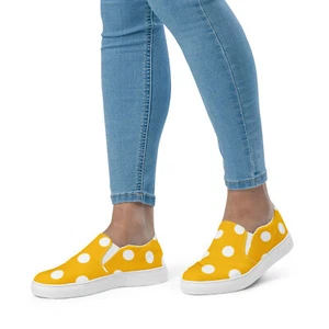 Yellow Polka Dot Women’s slip-on canvas shoes - Picture 1 of 48