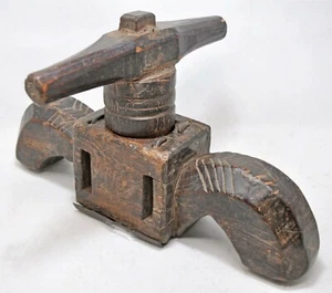 Antique Wooden Kitchenware Big Tribal Juicer Original Old Hand Carved - Picture 1 of 9