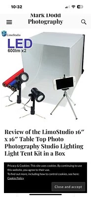 LimoStudio 16" x 16" Photography Studio LED Lighting Photo Light Box Kit, - Image 1 of 4