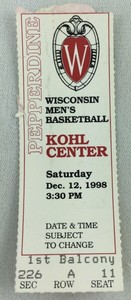 1998 12/12 Pepperdine at Wisconsin Basketball Ticket Stub-Jelani Gardner