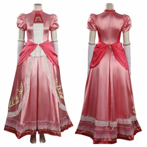 Princess Peach Cosplay Costume Dress Outfits Halloween Carnival Suit Pink Skirt - Picture 1 of 11
