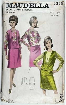 1960's Vintage Sewing Pattern Maudella 5355 Jacket, Skirt and Blouse Bust 34" - Image 1 of 4