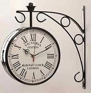 8" Victoria Bahnhofsuhr doppelseitig Eisenbahn Wanduhr Geschenk - Bild 1 von 4