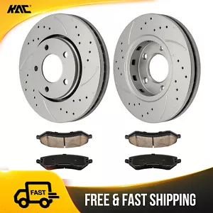 Front Brake Drilled Disc Rotors Ceramic Pads For Dodge Caravan Chrysler Voyager - Picture 1 of 14