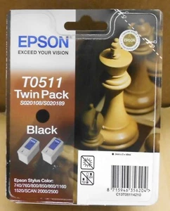 Epson 2 x T0511 TwinPack Tinte black Stylus Color 740 760 800 850 Scan 2000 2500 - Bild 1 von 1