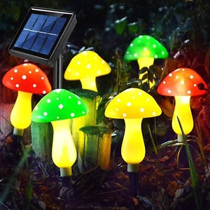 8Pc Solar Mushroom Lights Waterproof Cute Fairy String Garden Pathway Xmas Decor - Picture 1 of 10