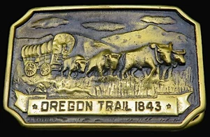 Oregon Trail 1843 Heritage Mint Brass Vintage Belt Buckle - Picture 1 of 4