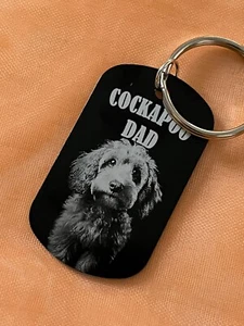Cute COCKAPOO DAD Fun Engraved Black keyring Christmas Gift With gift Bag - Foto 1 di 3