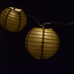 Quasimoon 10 Socket Gold Round Paper Lantern Party String Lights (4" Lanterns... - Picture 1 of 4
