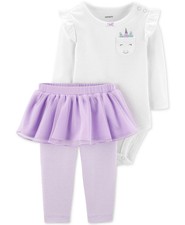 allbrand365 Designer Infant Girls Bodysuit Pant 3 Piece Set,Purple,6 Months