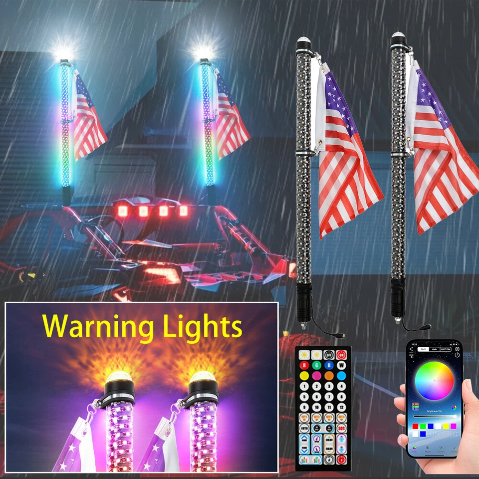 Pair Fat 3FT Spiral LED Whip Light Dreamy Lamp Warning Lamp For Yamaha YXZ1000R Foto 1 de 4