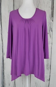 Slinky Brand Women's Tunic Top Blouse Pullover Sharkbite Jersey Pleated Purple S - Picture 1 of 7