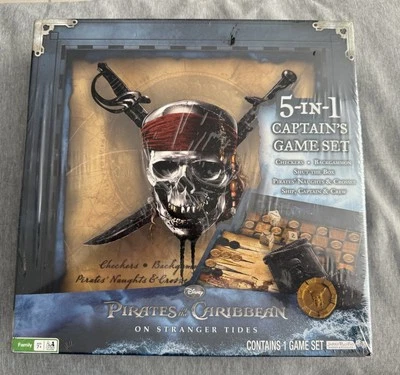 Pirates Of Caribbean 5 In 1 Captain's Game Set Checkers Backgammon Dice Complete - Image 1 of 4