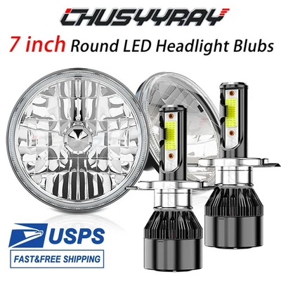 Par de faros LED redondos de 7 pulgadas para semirremolque Kenworth T2000 haz alto bajo Foto 1 de 4