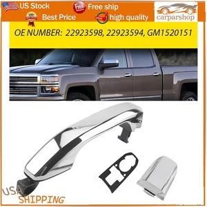 Exterior Door Handle FIT 14-22 Chevrolet Silverado 1500 Chrome Rear Left/Right S - Picture 1 of 10