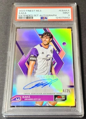 2023 Topps Finest MLS Extended /25 Auto Kaka Refractor Autograph #EBA-KA PSA 9 - Image 1 of 2