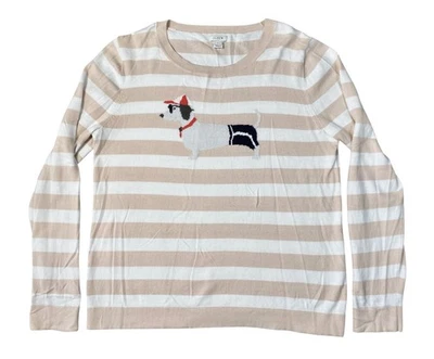 Suéter J Crew para mujer talla L Dachshund perro cuello redondo ligero tejido pulóver Foto 1 de 4