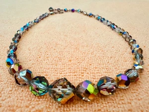 Vintage EXTREM KLAR AURORA BOREALIS KRISTALL FARBIGE Halskette ein 17" AUGFÄNGER - Bild 1 von 11