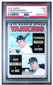 1970 Topps Dave Mcdonald/Thurman Munson Yankees Rookie Stars #189 PSA VG 3 - Bild 1 von 2