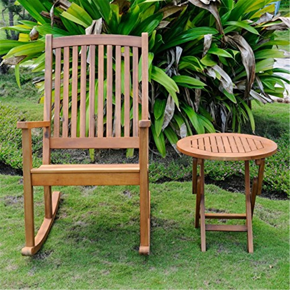 International Caravan Nicosia Acacia Wood Rocker and Side Table - Image 1 of 1