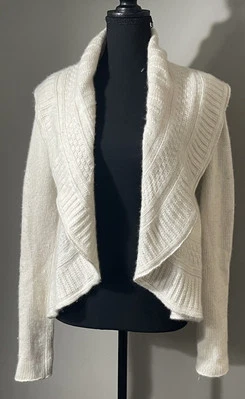 Suéter Cárdigan Otoño Cachemira Marfil Frente Abierto Talla Pequeña Foto 1 de 4